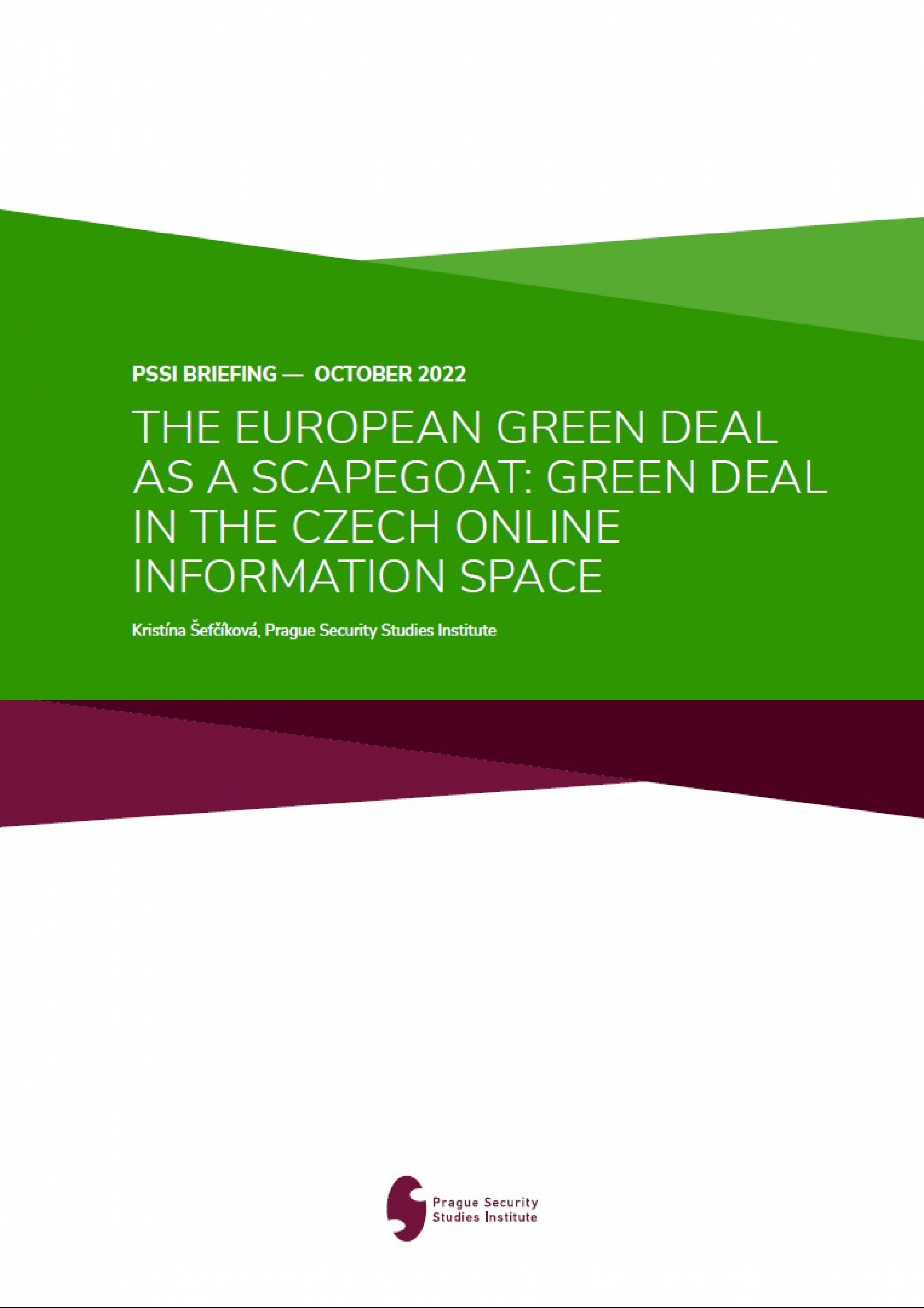 The European Green Deal as a Scapegoat, Green Deal in the Czech Online Information Space COVERPAGE