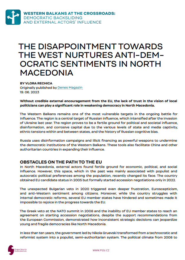 The disappointment towards the West nurtures anti-democratic sentiments in North Macedonia 